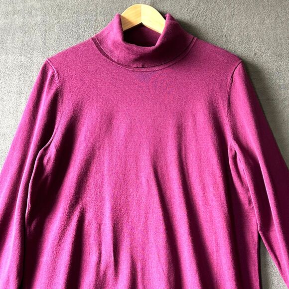 Talbots Magenta Turtleneck Sweater Cotton Knit Stretch - Women's Size Petite XL - Picture 1 of 6